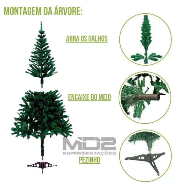 Árvore De Natal 1.50mt 250 galhos Premium Cheia Luxuosa Pinheiro - Imagem 3