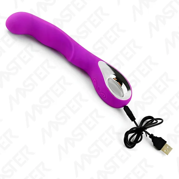 Vibrador Feminino Ponto G Com Textura Ondulada Alça Metalizada Recarregável - Imagem 10