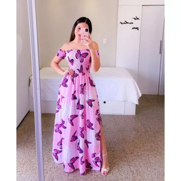 Vestido longo lastex estampado moda evangélica luxo - REF 149 - Imagem 7