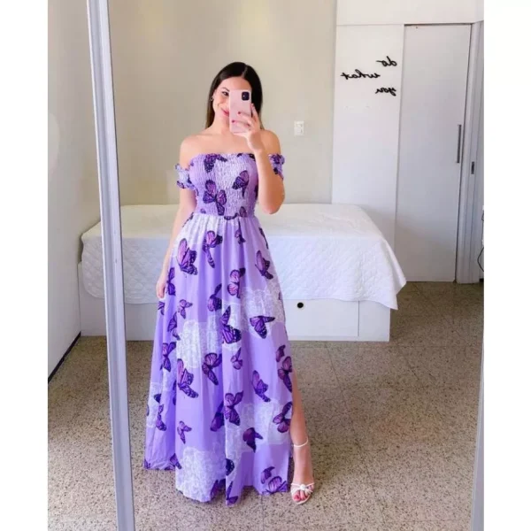 Vestido longo lastex estampado moda evangélica luxo - REF 149 - Imagem 8