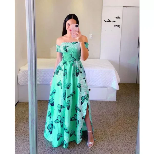 Vestido longo lastex estampado moda evangélica luxo - REF 149 - Imagem 9