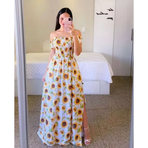 Vestido longo lastex estampado moda evangélica luxo - REF 149 - Imagem 15