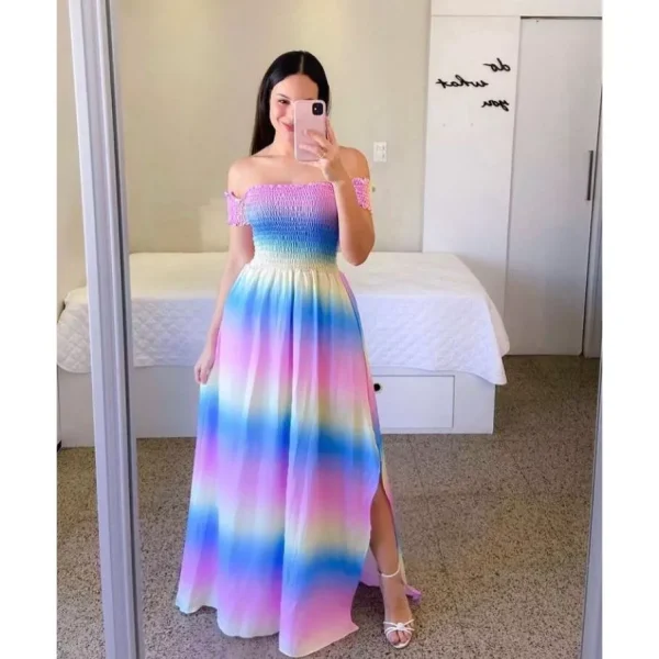 Vestido longo lastex estampado moda evangélica luxo - REF 149 - Imagem 12