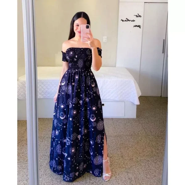 Vestido longo lastex estampado moda evangélica luxo - REF 149 - Imagem 14