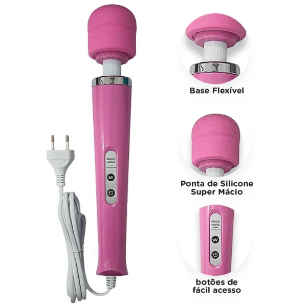 Vibrador Varinha Mágica Elétrica 32cm com 10 Modos de Vibração Super Potente e Silencioso - Imagem 5