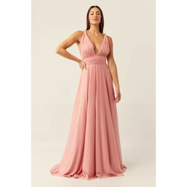 Vestido Várias Formas Terra cota Multiuso Infinity Longo Festa Madrinha Casamento Formatura Batizado - Imagem 7