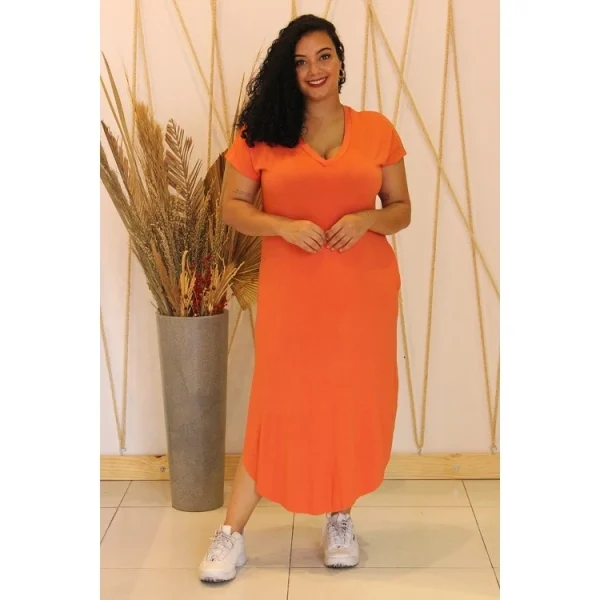 Vestido Midi Plus Size Feminino G3,G1,G Tamanhos Grandes de malha Confortável com elastano - Imagem 9