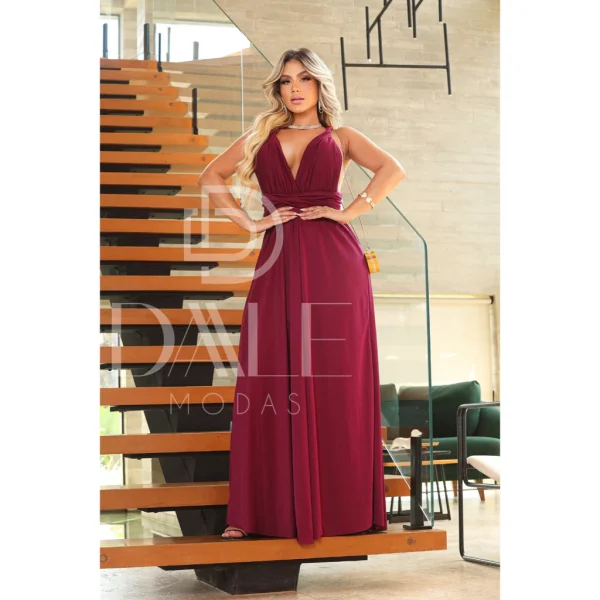 Vestido Várias Formas Terra cota Multiuso Infinity Longo Festa Madrinha Casamento Formatura Batizado - Imagem 5