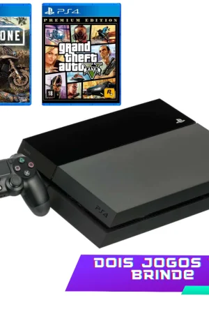 Video Game PS4 FAT + 1 ou 2 Controles + 2 Jogos - Seminovo