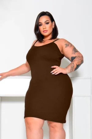 Vestido Canelado Plus Size Midi Alcinha Tamanho 36 ao 58