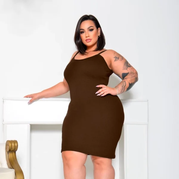 Vestido Canelado Plus Size Midi Alcinha Tamanho 36 ao 58