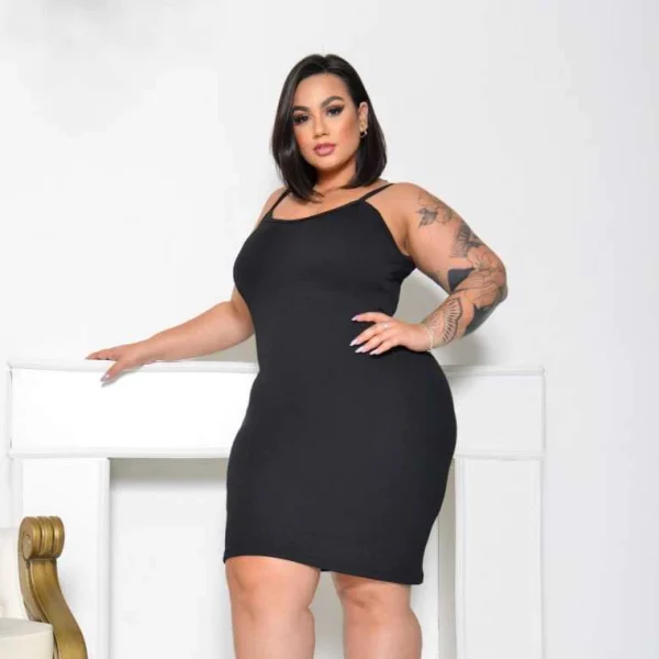 Vestido Canelado Plus Size Midi Alcinha Tamanho 36 ao 58 - Imagem 9