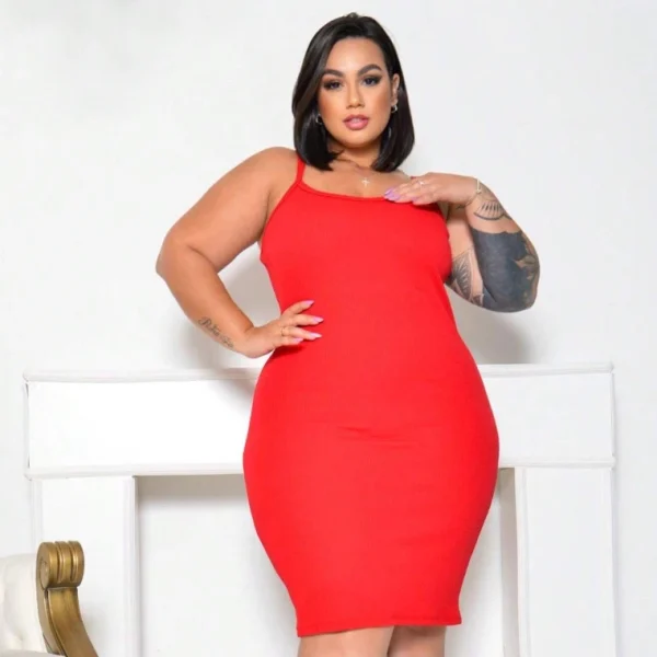 Vestido Canelado Plus Size Midi Alcinha Tamanho 36 ao 58 - Imagem 4