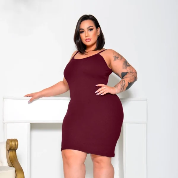 Vestido Canelado Plus Size Midi Alcinha Tamanho 36 ao 58 - Imagem 7