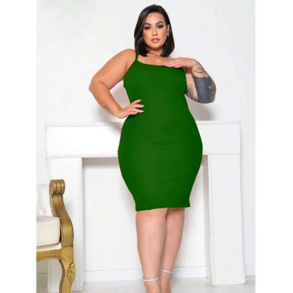 Vestido Canelado Plus Size Midi Alcinha Tamanho 36 ao 58 - Imagem 8