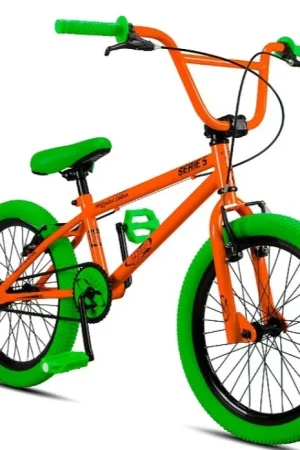Bicicleta Bike Pro-X BMX Aro 20 Série 5 - Laranja Neon / Verde Neon