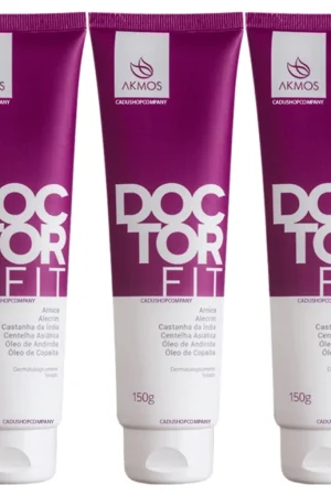 3 Doctor Fit 150g Gel Massageador Muscular Alivio das Dores Akmos Creme Hidratante Original Massagem