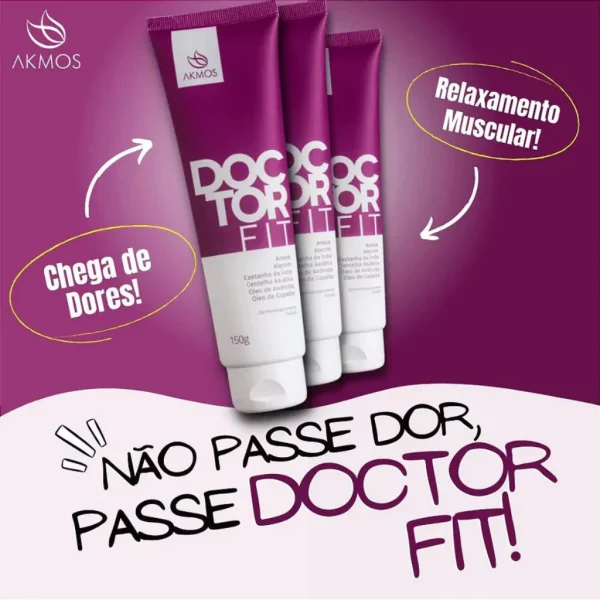 4 Doctor Fit 150g Alivio das Dores Gel Massagem Muscular Creme Hidratante Massageador Akmos Original - Imagem 9