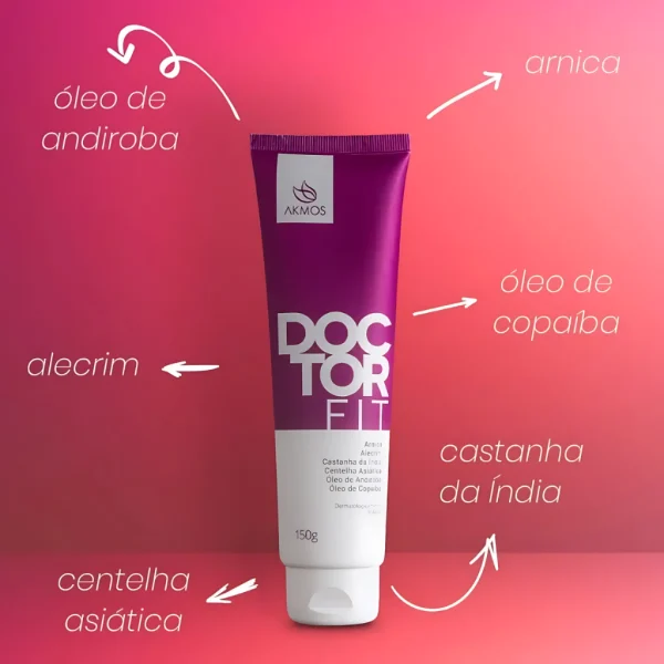 4 Doctor Fit 150g Alivio das Dores Gel Massagem Muscular Creme Hidratante Massageador Akmos Original - Imagem 8