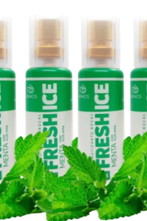 4 Spray Aromatizante Bucal Fresch Ice Menta Mal Hálito Atin-inflamatório da Gengiva e Anticéptico