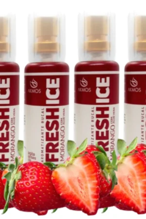 4 Spray Fresh Ice Morango Aromatizante Bucal Com Aloe Vera Mal Hálito Anticéptico Anti-inflamatório