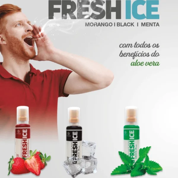 4 Spray Fresh Ice Morango Aromatizante Bucal Com Aloe Vera Mal Hálito Anticéptico Anti-inflamatório - Imagem 9