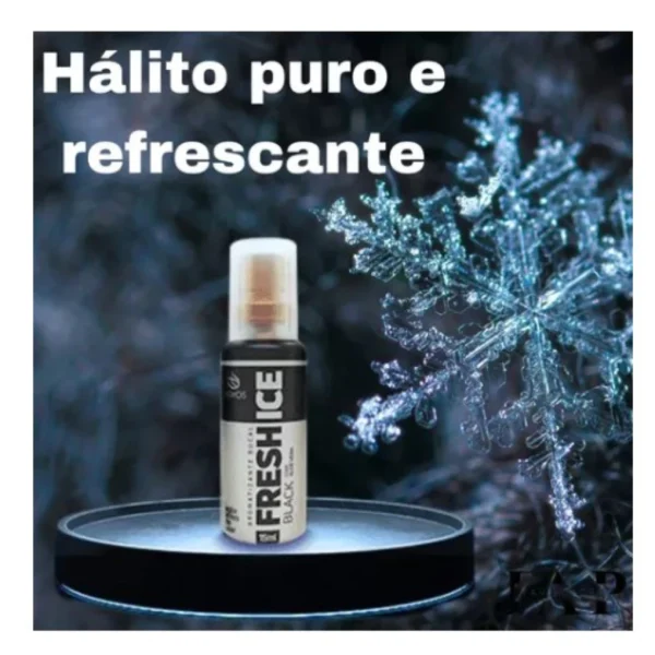 3 Spray Fresh Ice Black Aromatizante Bucal Hálito Mal Hálito Anticéptico anti-inflamatório Akmos - Imagem 3