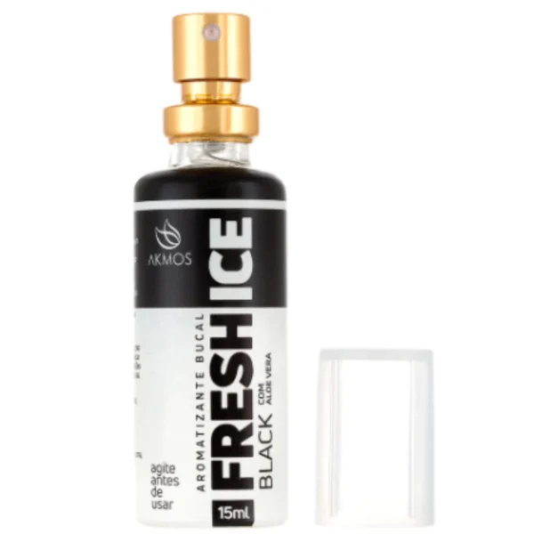 3 Spray Fresh Ice Black Aromatizante Bucal Hálito Mal Hálito Anticéptico anti-inflamatório Akmos - Imagem 8