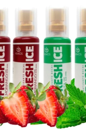 4 Spray Aromatizante Bucal Fresch Ice Menta e Morango Atin-inflamatório da Gengiva e Anticéptico