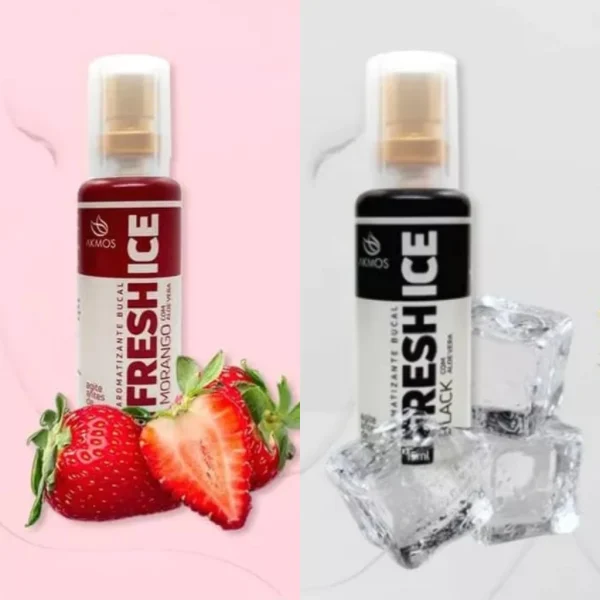 2 Spray Aromatizante Bucal Fresch Ice Morango e Black Atin-inflamatório da Gengiva e Anticéptico