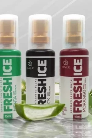 Aromatizante Bucal - Fresh Ice Akmos Hálito Refrescante - Combo com 03-01 Morango + 01 Menta + 01 Black