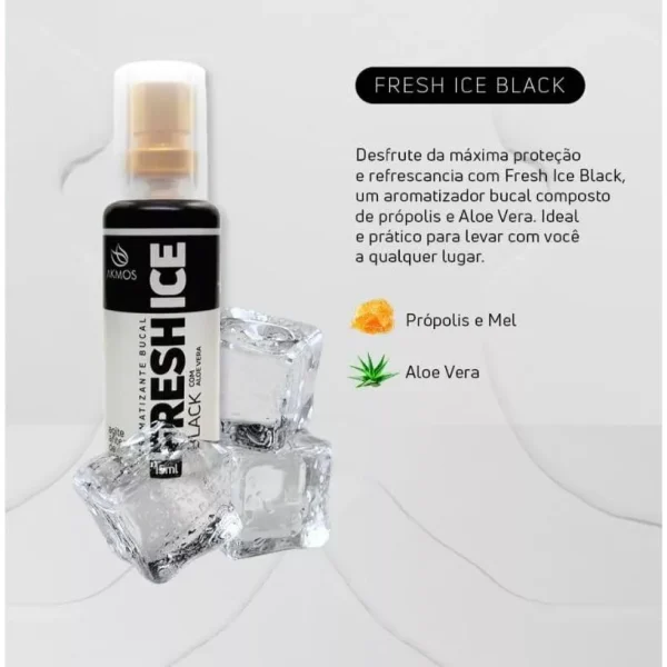 Aromatizante Bucal - Fresh Ice Akmos Hálito Refrescante - Combo com 03-01 Morango + 01 Menta + 01 Black - Imagem 3