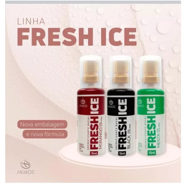 Aromatizante Bucal - Fresh Ice Akmos Hálito Refrescante - Combo com 03-01 Morango + 01 Menta + 01 Black - Imagem 8