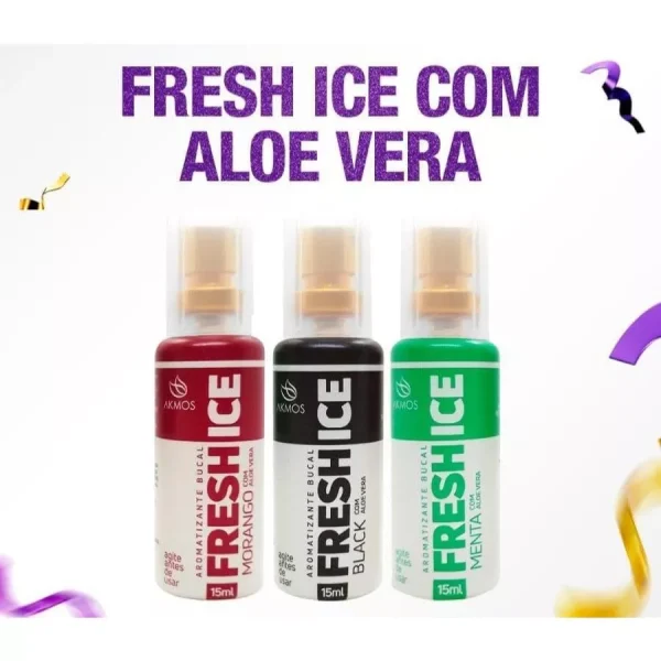 Aromatizante Bucal - Fresh Ice Akmos Hálito Refrescante - Combo com 03-01 Morango + 01 Menta + 01 Black - Imagem 9