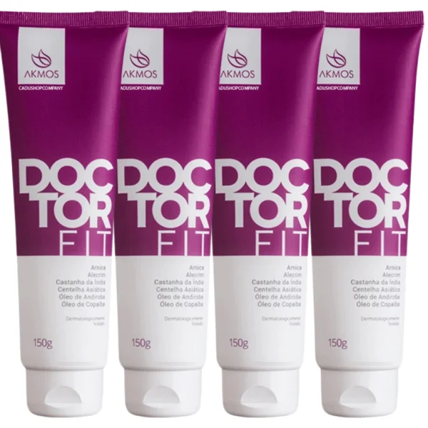 Kit 4 Gel Massageador Doctor Fit 150g Alivio Dor Lesões Akmos Original Massagem Dores Articulações