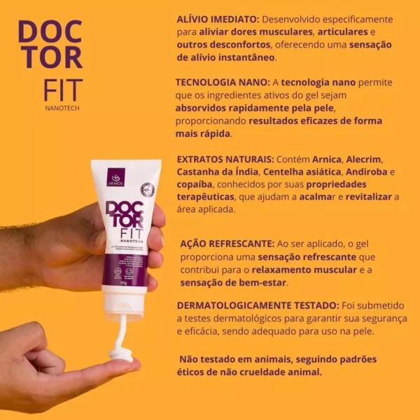 Alívio das Dores com Doctor Fit Gel 90g Qualidade Akmos - Imagem 5