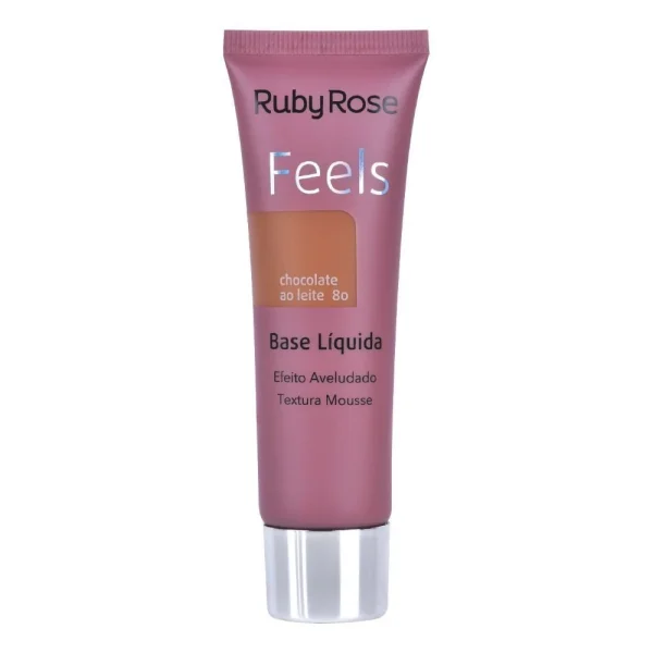 Base Ruby Rose Líquida Feels Mousse Efeito Aveludado Alta Cobertura para Maquiagem Hb8053 - Imagem 6