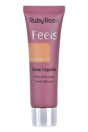 Base Ruby Rose Líquida Feels Mousse Efeito Aveludado Alta Cobertura para Maquiagem Hb8053