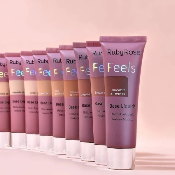 Base Ruby Rose Líquida Feels Mousse Efeito Aveludado Alta Cobertura para Maquiagem Hb8053 - Imagem 10