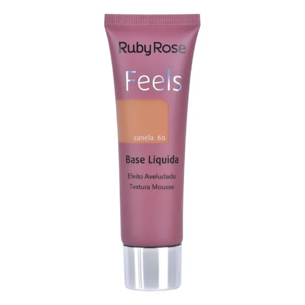 Base Ruby Rose Líquida Feels Mousse Efeito Aveludado Alta Cobertura para Maquiagem Hb8053 - Imagem 4
