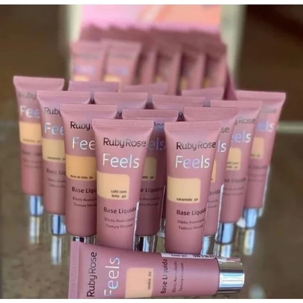 Base Ruby Rose Líquida Feels Mousse Efeito Aveludado Alta Cobertura para Maquiagem Hb8053 - Imagem 9