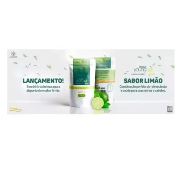 Young 4k Ak Beauty Suplemento Alimentar Pó C/ Colágeno Akmos - Imagem 3