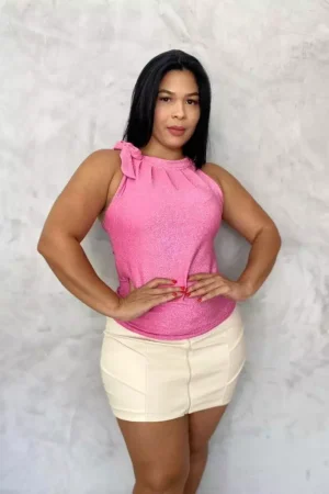 Blusa com brilho regata blusinha lurex brilhoso glamour e elegancia