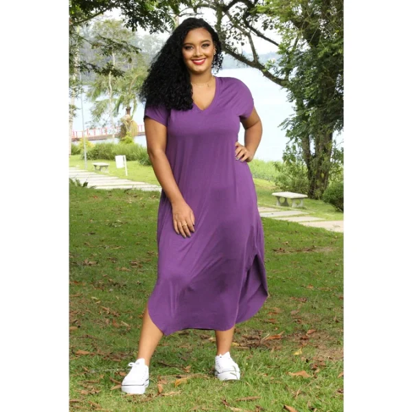Vestido Midi Plus Size Feminino G3,G1,G Tamanhos Grandes de malha Confortável com elastano - Imagem 10