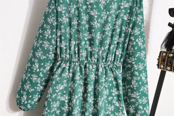 Vestido de Festa de Primavera Outono Vestido de Manga Longa com Pescoço Redondo Floral Longo Cintura Estreita Slim Vestido Longo - Imagem 12