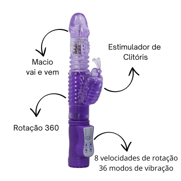 Vibrador Feminino Vai e Vem Giratório Jack Rabit 36 Modos De Vibração e 8 de Rotação - Sex Shop - Imagem 5