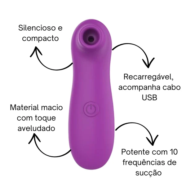 Vibrador Feminino Sugador para Clitóris e Mamilo10  Modos de Sucção - Sex Shop - Imagem 5