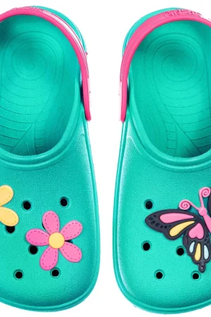 Babuche Infantil Sandália Feminina Menina Bebe Criança Antiderrapante Borracha Flor Borboleta Colorido Moda Blogueira Chinelo Calce Fácil Confortável Macio Leve