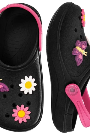 Babuche Infantil Sandália Feminina Chinelo Calce Fácil Menina Bebe Criança Antiderrapante Borracha Borboleta Flor Colorido Moda Blogueira Confortável Macio Leve