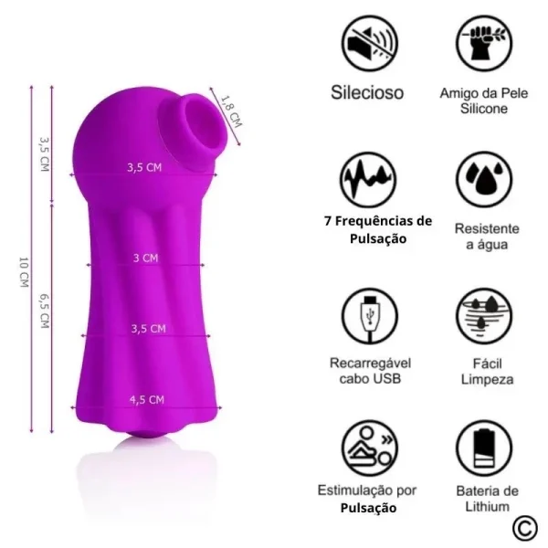 Vibrador Sugador de Clitóris  Recarregável 7 Modos de Vibrações - Estimulador Clitoriano - Imagem 4
